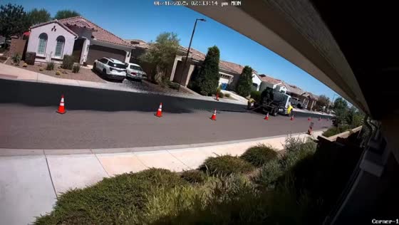 Asphalt paving mishap during roadwork in Phoenix, Arizona, USA