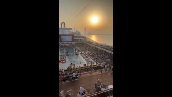 Sunset view from a cruise ship in Dubai, UAE