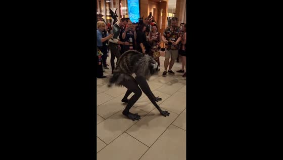 Elaborate raccoon cosplay draws crowd at Dragon Con in Atlanta, USA