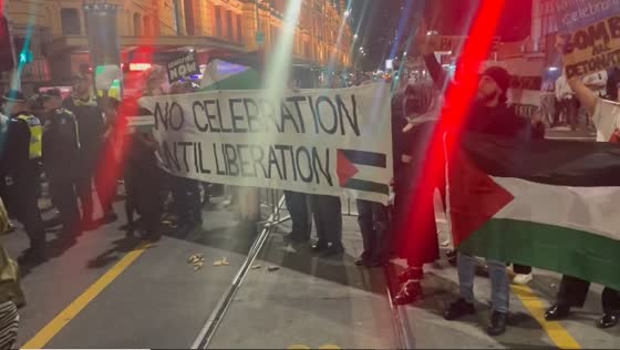 Melbourne new year's eve rally: anti-genocide activists advocate for Palestine