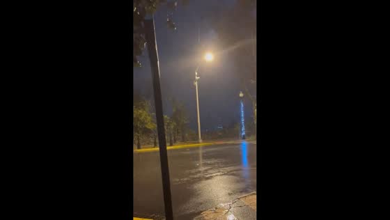 Heavy rain and strong winds lash North Bergen, New Jersey, USA
