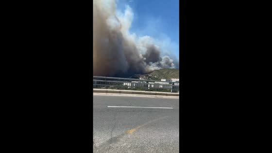 Wildfire spreads above La Castellane, Marseille, France