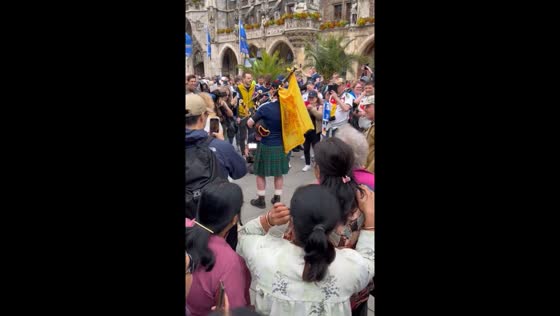 Scottish man in kilt plays ahead of Scotland-Germany Euro 2024 match in Munich