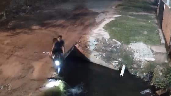 Motorcycle rider falls into ditch in Paraguay