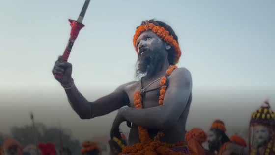 Naga Sadhus showcase sword skills during Kumbh Mela in Prayagraj