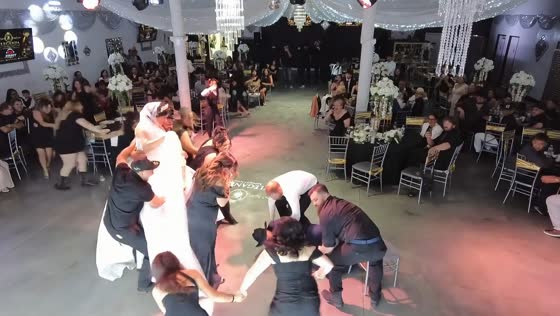 Groom falls from chair during wedding tradition in Las Vegas, Nevada, USA,