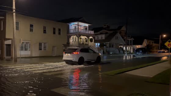 Nor’easter flooding submerges streets in Ocean City, New Jersey, USA