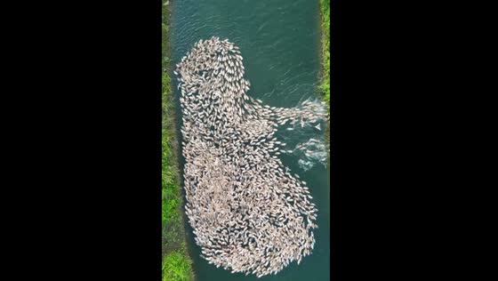 Ducks enjoy bath in Mysuru in drone footage