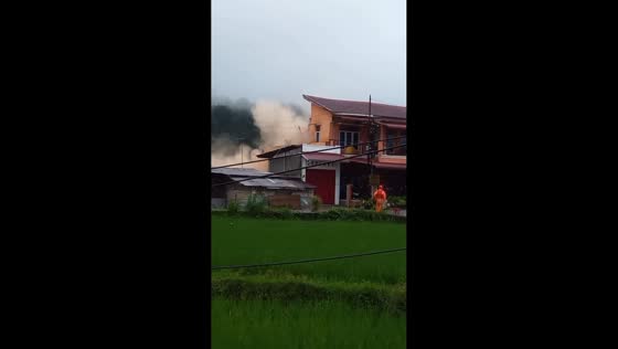 House collapse during flash flood in Padang, West Sumatra, Indonesia