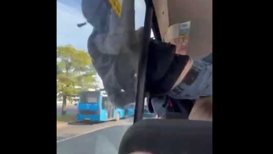 Brazen smartphone thief caught hanging out of minibus window in Moscow