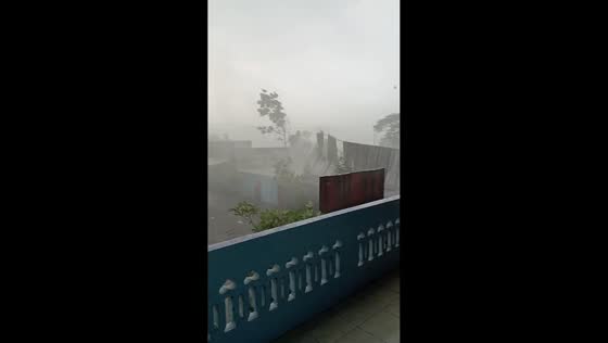 Strong winds and heavy rain damage houses in Mantingan, Ngawi, Indonesia