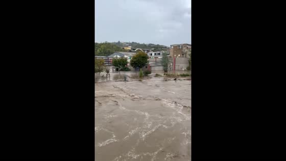 Flooding in Rive-de-Gier after heavy rainfall