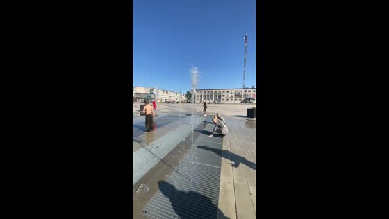 Fountain jet lifts bottle mid-air in Turinsky, Russia