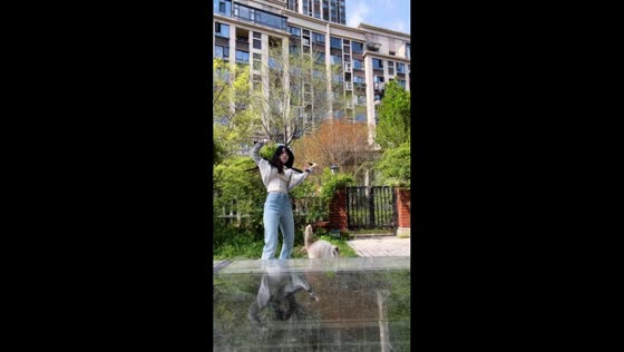 Girl accidentally startles cat while practicing with sword in Zhejiang, China