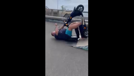 Scooter test goes awry in Tenerife: backward topple on ramp