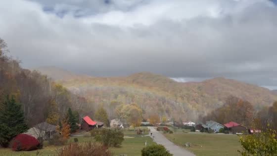 Stunning rainbow appears after mixed weather on Roan Mountain, Tennessee, USA