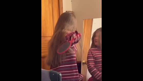Girl’s tantrum over bad hair day in Vanceburg, Kentucky, USA