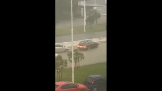 Heavy flooding along H31 amid intense rainfall in Huelva, Spain