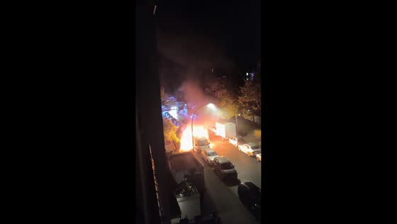 Flames engulf delivery van and spread to nearby cars on Strietkoppel in Hamburg, Germany
