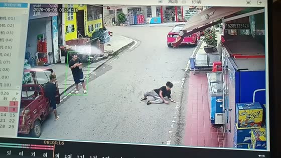 Teenager trips after dog runs into his foot in Guizhou, China