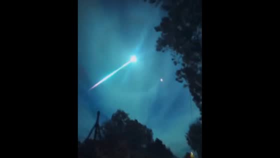 Comet lights up night sky in Barcelos, Portugal