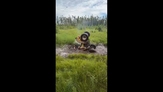 ATV rider ends up covered in mud after getting stuck in bog in Nova Scotia, Canada