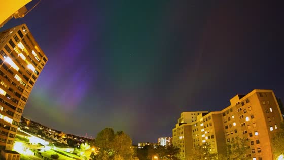 Northern lights illuminate Dietzenbach, Germany