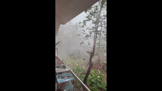 Severe storm brings strong winds and heavy rain in Poppa, Thailand