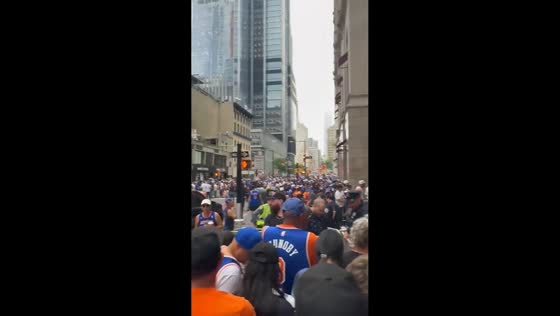 Crowds pack Manhattan streets for New York Knicks championship parade, New York, USA