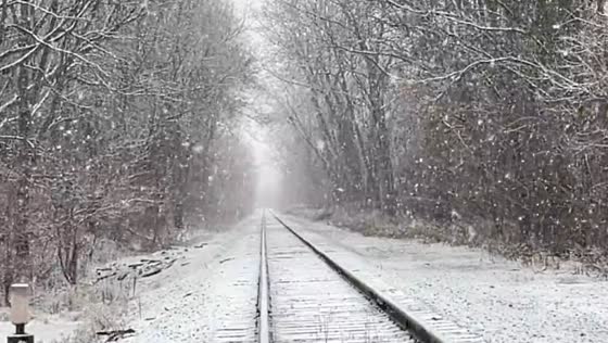 Beautiful snowfall on the railroad near Rochester