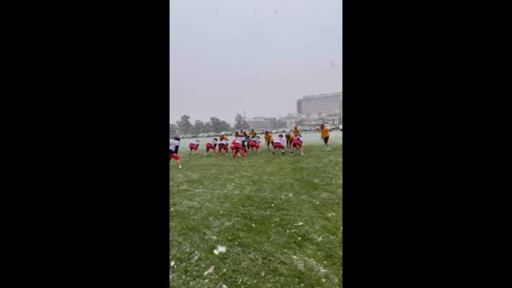 Snowy summer football at Montana State