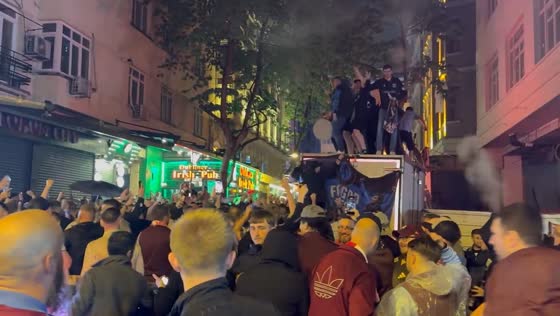 Fans flood Istanbul streets ahead of UEFA Europa League Final celebrations in Istanbul, Turkey