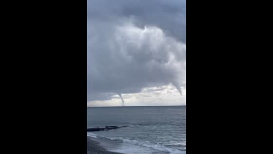 Water spouts filmed over black sea near Sochi
