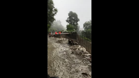 Large holes caused by landslide in Samosir, North Sumatra, Indonesia