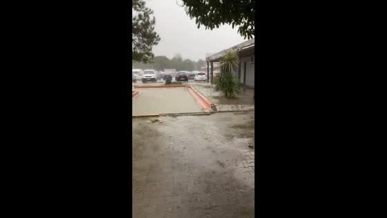 Heavy rainfall floods parking area during Mediterranean storm in Montpellier, France