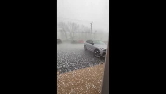 Massive hailstorm batters vehicles and homes in Cleveland, Ohio, USA