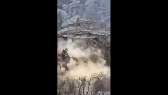Landslide enters river and raises flood risk in Dagestan, Russia