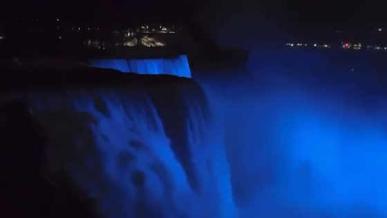 Niagara Falls was lit blue in honor of Damar Hamlin.