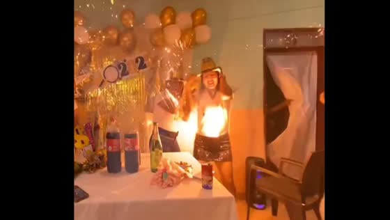 Stray firework enters house during New Year celebration in San Julián, Bolivia