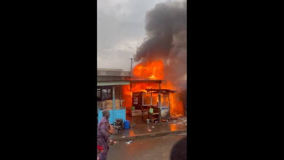 Fire breaks out at petrol seller’s store at Tema New Town lorry station, Ghana
