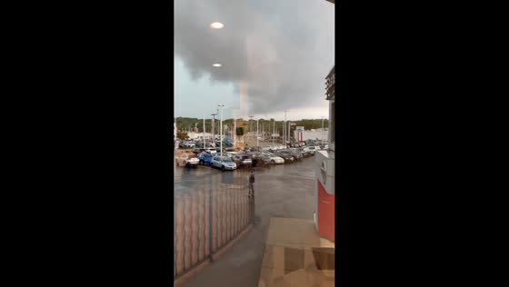 Tornado cloud forms during severe storm in Kansas City, Missouri, USA