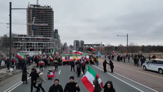 Thousands gather for Iranian-Canadian protest in Toronto, Ontario, Canada