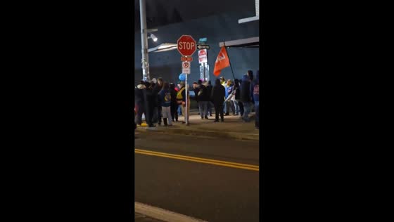 Protesters gather outside ICE facility during demonstration in Portland, USA