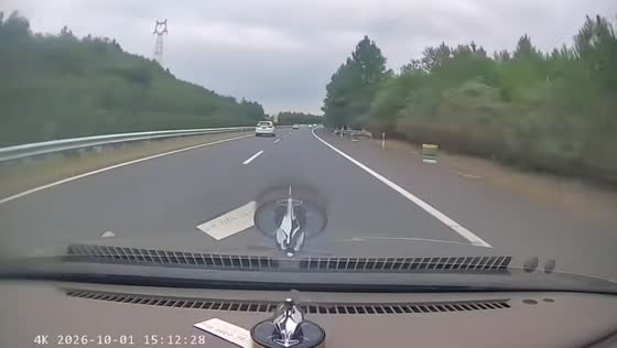 Car wobbles across the highway before crashing into the guardrail in Zhejiang, China