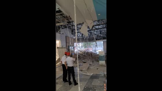Destructive windstorm shatters glass door and collapses ceiling in Petaling Jaya, Malaysia