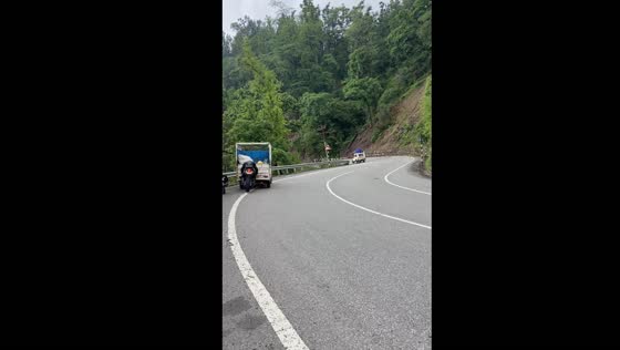 Motorbike collides with parked truck in Dehradun, India