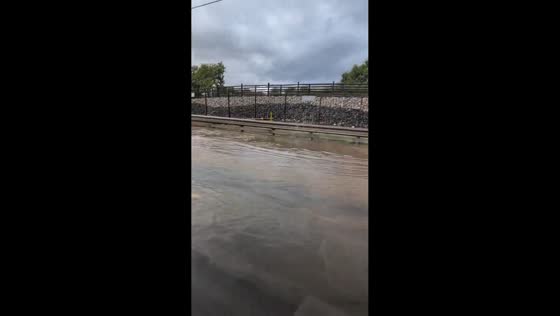 Flooded roads after heavy rain in Linden, New Jersey