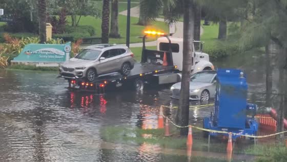 Severe street flooding leaves vehicles stranded in Sunny Isles Beach, USA