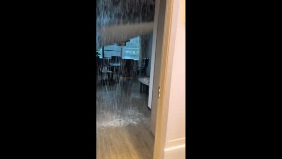 Ceiling collapses as floodwater pours into house in Sichuan, China