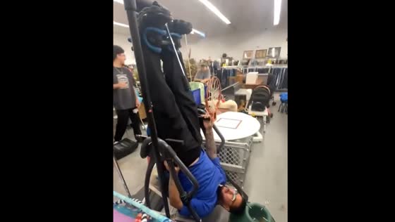 Person gets help after inversion table flip in El Paso, Texas, USA